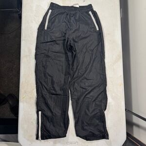 Vintage Nike Windbreaker Track Pants Black White Zipper Boys Medium 8-10 Lined
